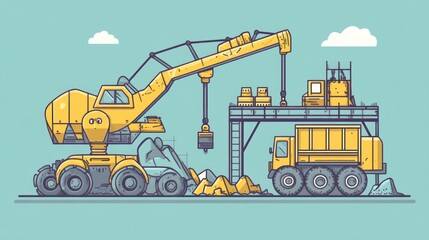 Construction site crane lifting heavy load