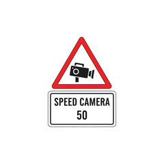 Speed Camera Warning Sign - Traffic Enforcement Symbol