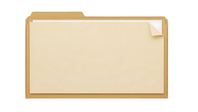 Manila folder with blank paper inside simple office supply for document organization and archiving isolated on white background.
