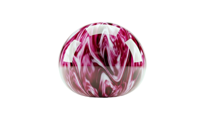 Glass Egg with Swirling Pink and White Pattern