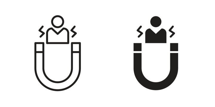 User engagement icons collection. Thin linear and black flat icons