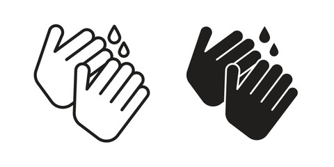 Obraz premium Wash hands icons collection. Thin linear and black flat icons