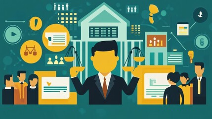 Legal Business Meeting - People Weighing Options in a Modern Court Environment