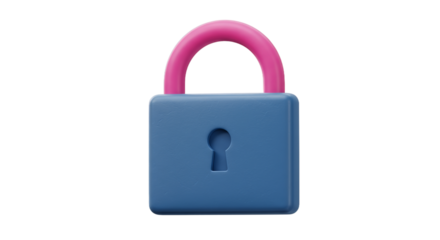Secure Blue Padlock with Pink Shackle for Online Data Protection and Digital Privacy Access Control