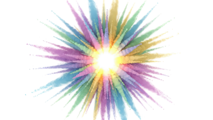 Explosion of colorful powder against a white background