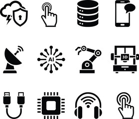 Technology icons for business and innovation concepts