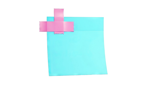 Blue sticky note with pink tape - Powered by Adobe