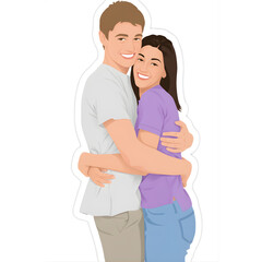 happy couple hugging