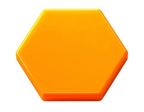 Glossy orange geometric shape with highlights, on a black background - Powered by Adobe