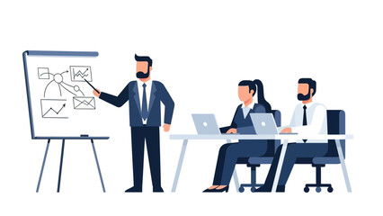 Business Professionals Discussing Strategy at Meeting.