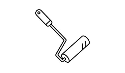 Fototapeta premium Minimal Paint Roller Outline Icon Vector for Construction and DIY Graphics