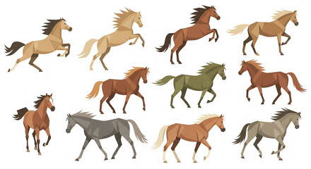 Fototapeta premium Modern Flat Horse Illustration Pose Pack