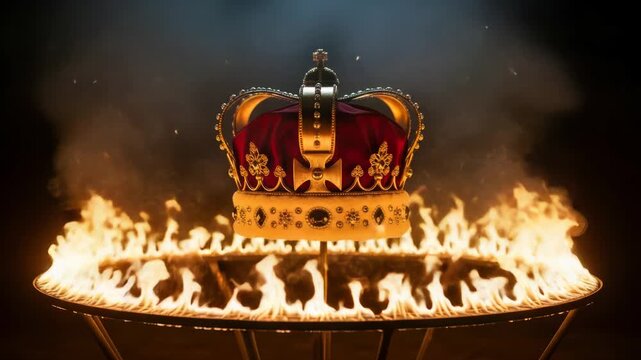 Royal Crown Above Ring of Fire, Symbol of Power and Royalty