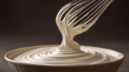 Whipped cream texture with whisk motion