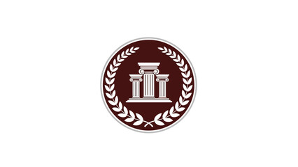 Obraz premium Historic Culture Badge Logo with Laurel Wreath and Ancient Architecture. transparent.