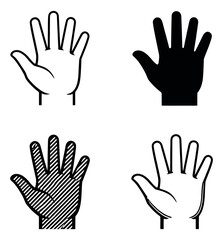Obraz premium Graphic hand icon set featuring open palm gestures for user interface and interaction design