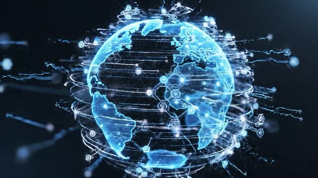 Global Network Connections and Earth Map Visualization