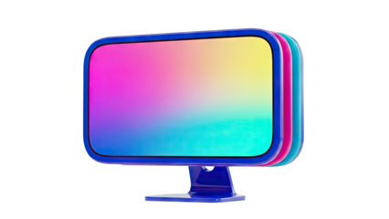 Colorful Layered Computer Monitor with Gradient Screen