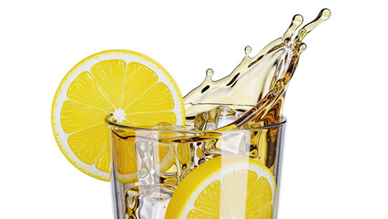 Refreshing Lemon Drink with Ice Splash
