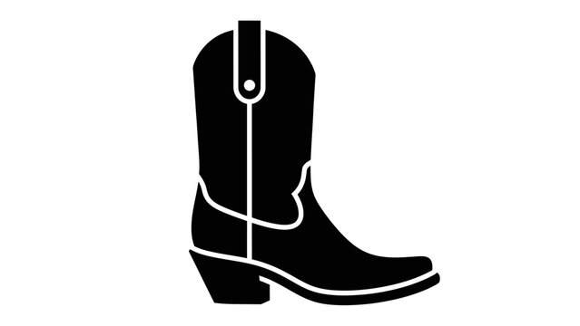 Black cowboy boot with white outline.