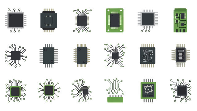 Microchips and electronic circuit boards.