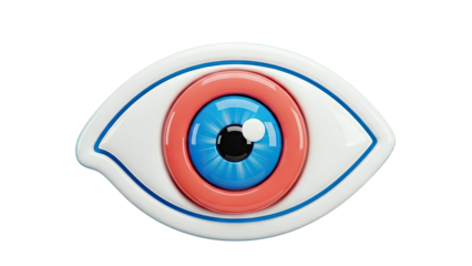 3D Stylized Eye with Blue Iris and Red Ring