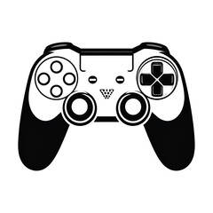 Black and white illustration of a gaming controller with buttons, directional pad, and handles, perfect for gaming