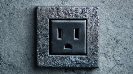 Dark gray square electrical outlet, close-up
