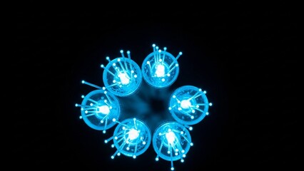 Fiber Optic Connectivity: Blue Light Abstract on Black