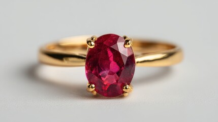 Elegant Gold Ring with Stunning Oval Ruby Gemstone Centerpiece