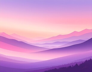 Obraz premium Serene Purple Mountain Landscape at Sunset - A Tranquil and Beautiful Scene.