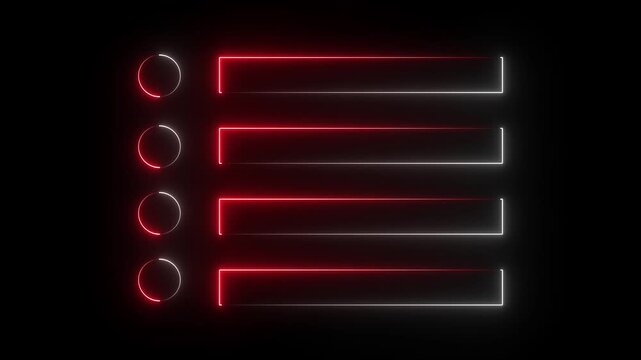 Glowing circle and rectangle neon frame on black background animation . Seamless Loop, Neon abstract rectangle and circle shape line animation holiday..