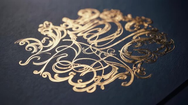 Elegant Gold Foil Design on Dark Background - Abstract Artistic Pattern