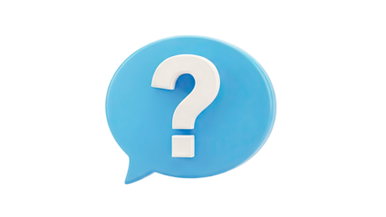 3D Blue Speech Bubble with White Question Mark