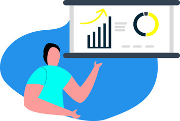 Business Analytics Presentation Illustration with Data Chart and Growth Concept