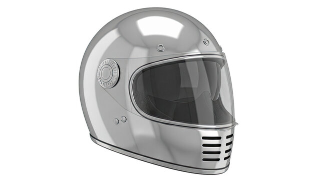 Chrome Motorcycle Helmet with Clear Visor
