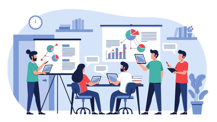 Team of Professionals Collaborating in Modern Office.