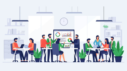 Group of Business Professionals in Modern Office.