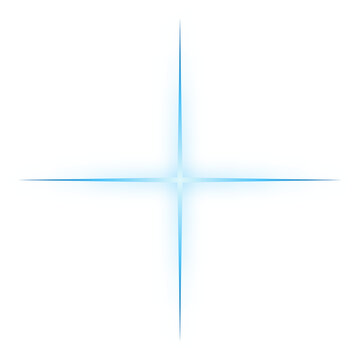 Bright Cyan 4 Point Star Lens Flare Isolated Effect