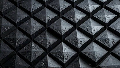 Abstract, geometric pattern with repeating, textured, 3D diamond shapes
