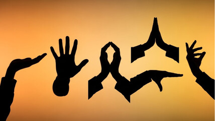 Shadow Puppets Hand Shapes Silhouette.