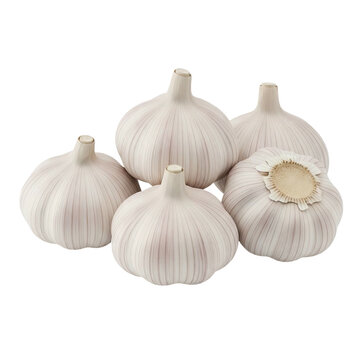 Group of garlic bulbs isolated on transparent background