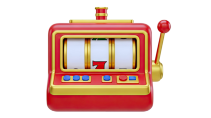 Red and Gold 3D Slot Machine with Seven Symbol