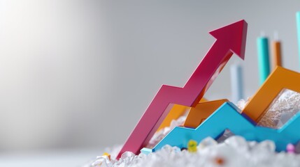 Colorful Graph Symbols Representing Growth and Progress on White Background for Business and Finance Concepts