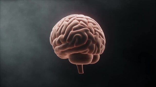 Illuminated 3D rendering of the human brain, symbolizing thought, intelligence, and neurological science in a captivating visual representation