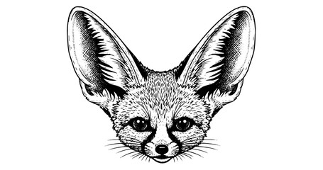Fototapeta premium Fennec fox engraving illustration for elegant desert branding