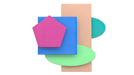 Abstract geometric composition with pastel shapes