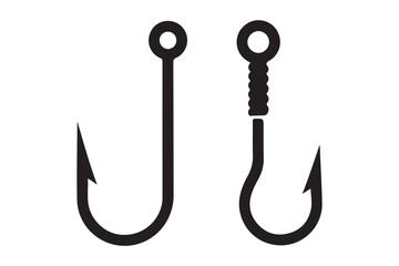 fish hook icon vector, fishing hook silhouette vector