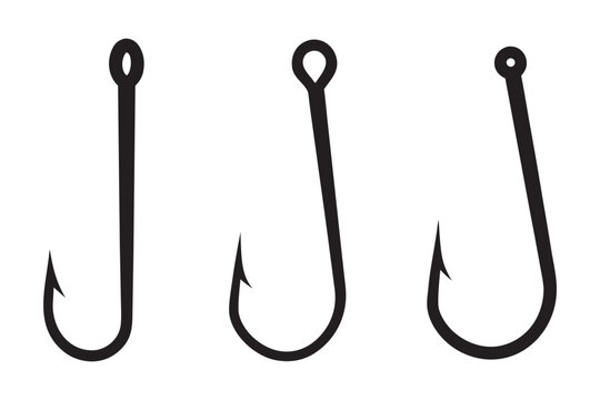 fish hook icon vector, fishing hook silhouette vector