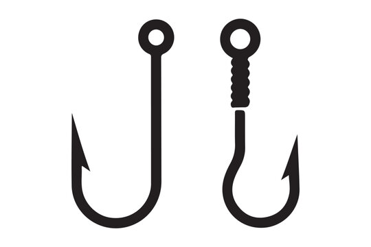 fish hook icon vector, fishing hook silhouette vector